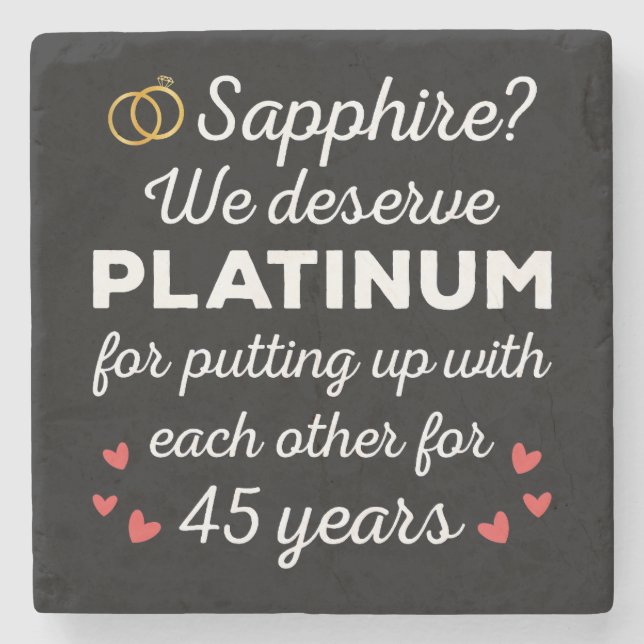 45th Wedding Anniversary I - Sapphire Funny Couple Stone Coaster (Front)