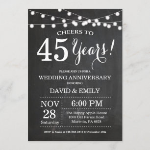 45th Wedding Anniversary Invitation Chalkboard