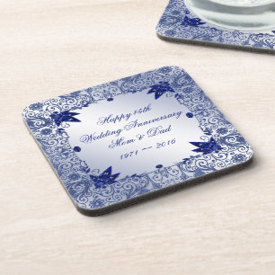 45th Wedding Anniversary Plastic Coaster Set