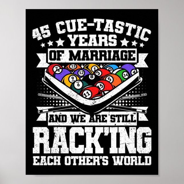 45th Wedding Anniversary Pool Billiards 45 Years M Poster (Front)