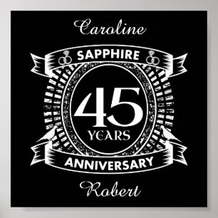 45th wedding anniversary sapphire crest poster