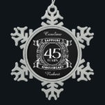 45th wedding anniversary sapphire crest snowflake pewter christmas ornament<br><div class="desc">A romantic design to celebrate your 45th year of marriage. If you would like any help customising this design please contact me, their is an ask this designer button, just below this text. This forty fifth, 45 years wedding anniversary crest has the text sapphire as that is the traditional gift...</div>