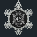 45th wedding anniversary sapphire crest snowflake pewter christmas ornament<br><div class="desc">A romantic design to celebrate your 45th year of marriage. If you would like any help customising this design please contact me, their is an ask this designer button, just below this text. This forty fifth, 45 years wedding anniversary crest has the text sapphire as that is the traditional gift...</div>