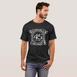 45th wedding anniversary sapphire crest T-Shirt<br><div class="desc">A romantic design to celebrate your 45th year of marriage. If you would like any help customising this design please contact me, their is an ask this designer button, just below this text. This forty fifth, 45 years wedding anniversary crest has the text sapphire as that is the traditional gift...</div>