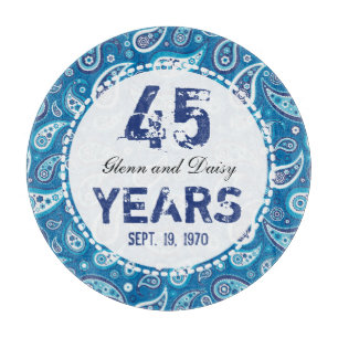 45th Wedding Anniversary Sapphire Paisley Pattern Cutting Board