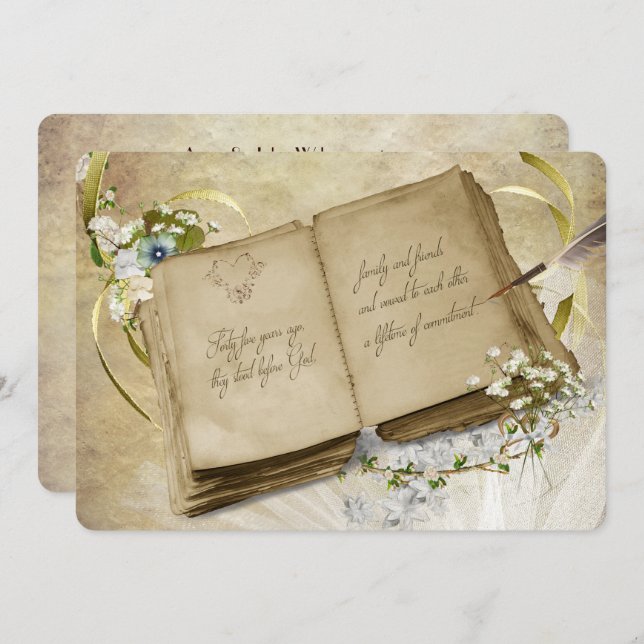 45th Wedding Anniversary Vintage Vow Renewal Invitation (Front/Back)