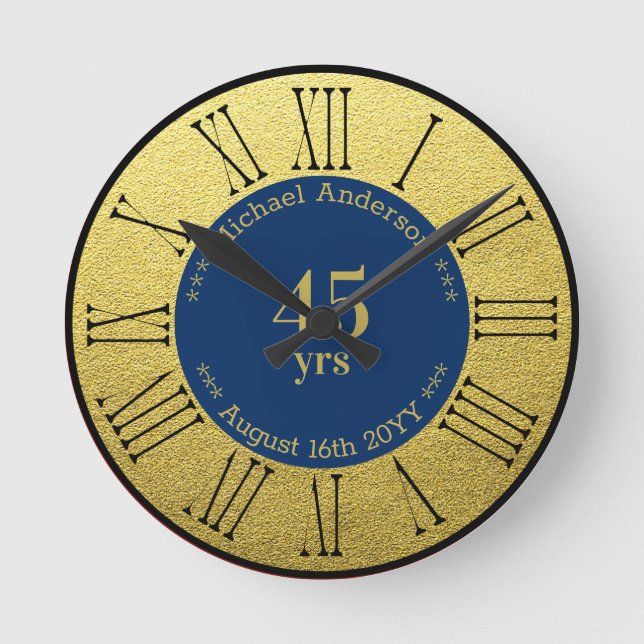 45yrs Retirement or Anniversary Personalized Round Clock (Front)