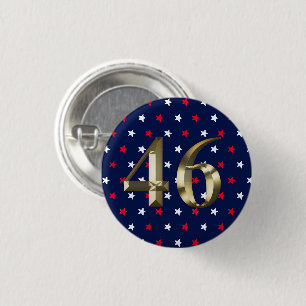 "46" Biden President, Biden Harris 2020 Gold Blue 3 Cm Round Badge