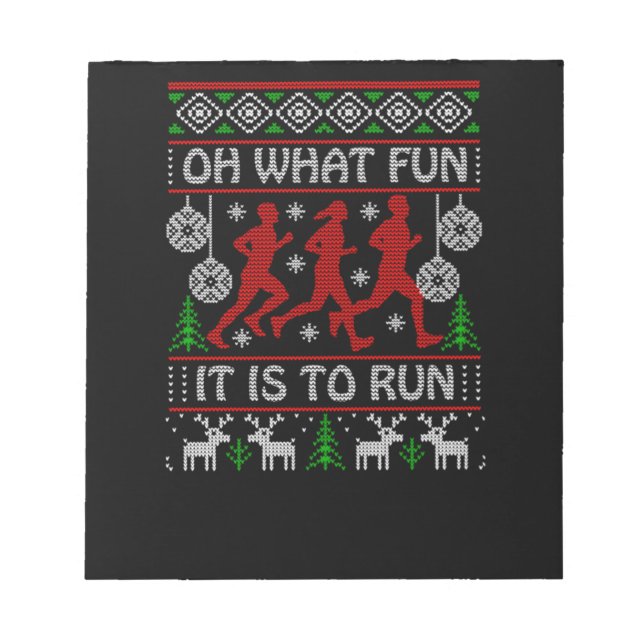 46.Christmas Gift Idea for Runners Oh What Fun It Notepad (Front)