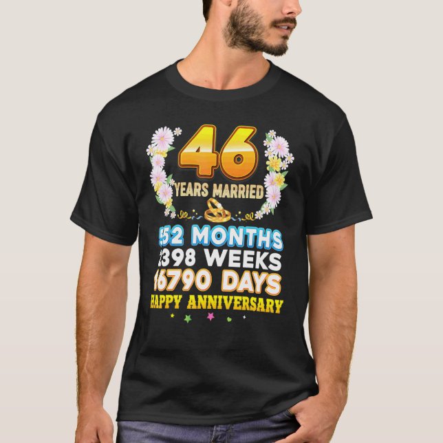 46 Year Married Happy 46th Wedding Anniversary Cou T-Shirt (Front)
