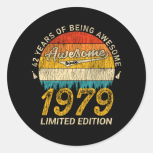 46 Year Old 1979 Retro Awesome 46th Birthday Gift Classic Round Sticker