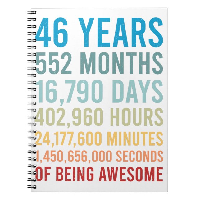 46 Years 552 Months 16790 Days Being Awesome Birth Notebook (Front)