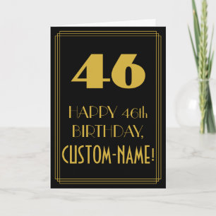 46th Birthday ~ Art Deco Inspired Look "46" & Name Card