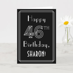 46th Birthday: Art Deco Style # 46 & Custom Name Card