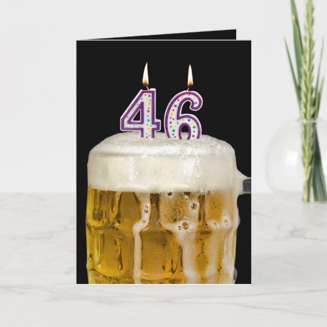 46th Birthday Beer on black Card (Front)