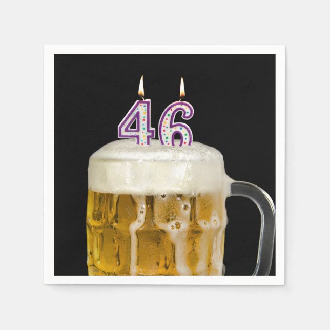 46th Birthday Beer on black Napkin (Front)