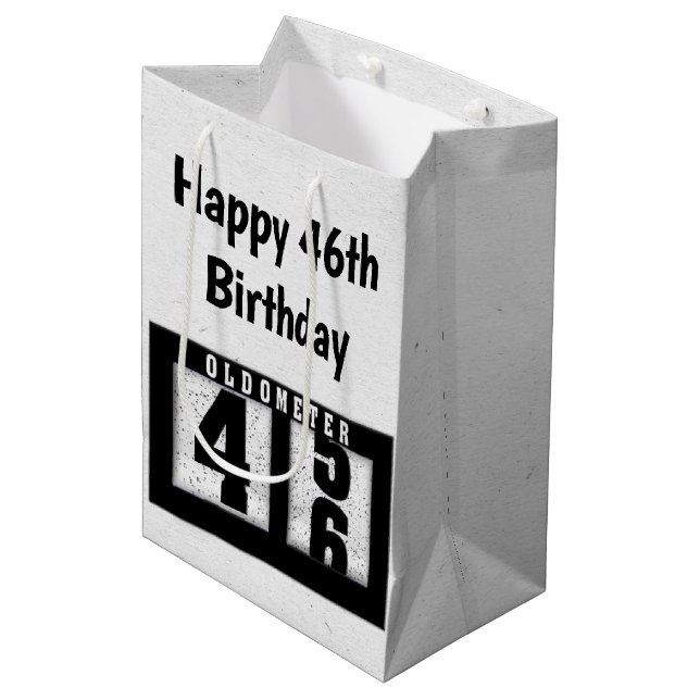 46th Birthday Black Odometer     Medium Gift Bag (Front Angled)