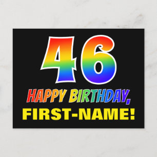 46th Birthday: Bold, Fun, Simple, Rainbow 46 Postcard