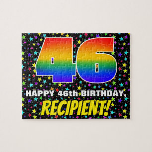 46th Birthday — Fun, Colourful Star Field Pattern Jigsaw Puzzle