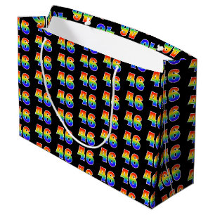 46th Birthday: Fun Rainbow Event Number 46 Pattern Large Gift Bag