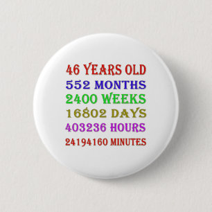 46th Birthday Milestones 6 Cm Round Badge