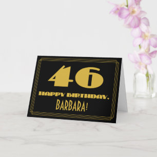 46th Birthday: Name + Art Deco Inspired Look "46" Card