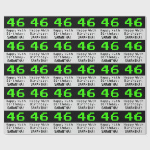 46th Birthday - Nerdy / Geeky Style "46" and Name Wrapping Paper