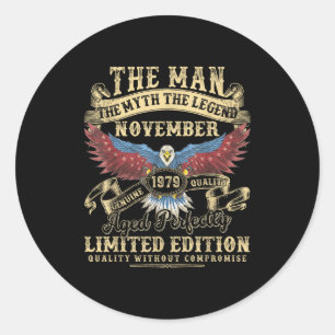 46th Birthday November 1979 Men Funny 46 Years Old Classic Round Sticker