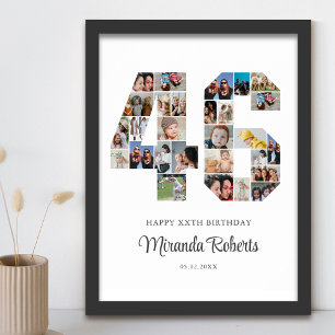 46th Birthday Number 46 Custom Photo Collage Poster