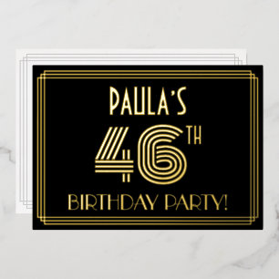 46th Birthday Party — Art Deco Style “46” + Name