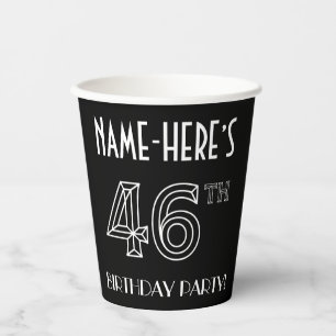46th Birthday Party: Art Deco Style + Custom Name Paper Cups