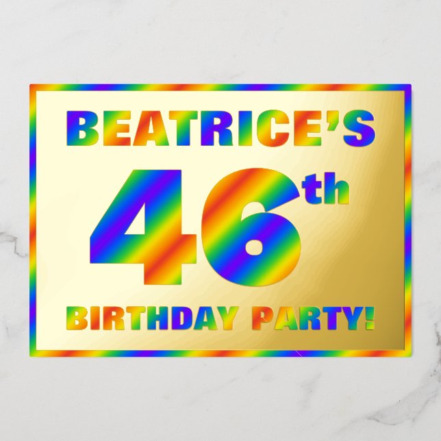 46th Birthday Party — Fun, Rainbow Spectrum “46” (Front)