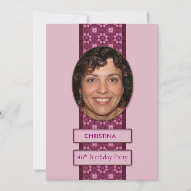46th Birthday Party Invitation Picture and Name (Front)