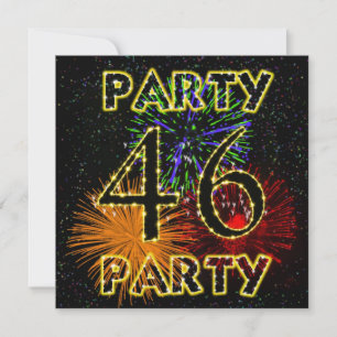 46th birthday party invitation with fireworks