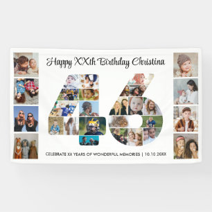 46th Birthday Party Number 46 Photo Collage Banner