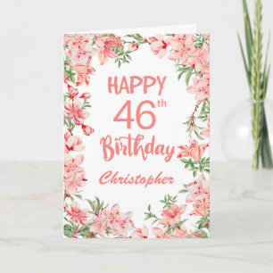 46th Birthday Pink Peach Peonies Watercolor Floral Card