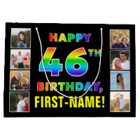 46th Birthday: Rainbow Text, Custom Photos & Name