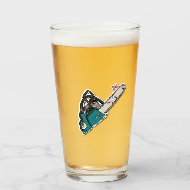 473 ml personalized drinking glass with chainsaw D (Front Filled)