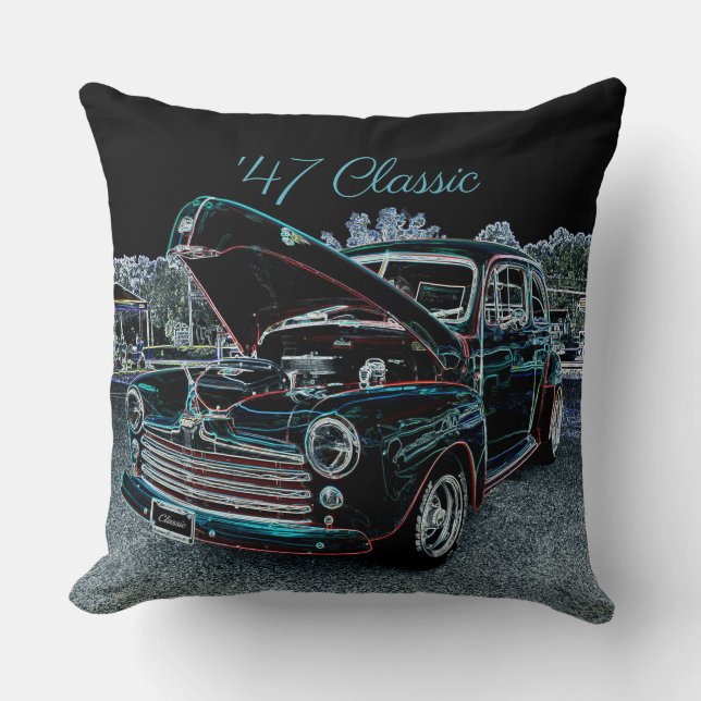 '47 Classic Automobile Throw Pillow (Front)
