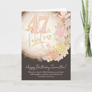 47 & Fabulous Floral Photo Personalized Birthday Card