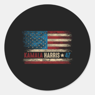 47 For President Usa American Flag Kamala Harris 2 Classic Round Sticker