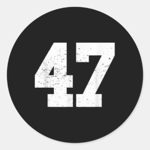 #47 Sports Fan Player T Shirt Number 47 Game Winne Classic Round Sticker