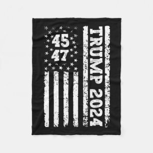 47 Trump 2024 American Flag 2 Fleece Blanket