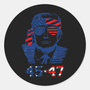 47 Trump 2024 American Flag  Classic Round Sticker