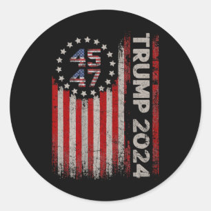 47 Trump 2024 American Flag  Classic Round Sticker