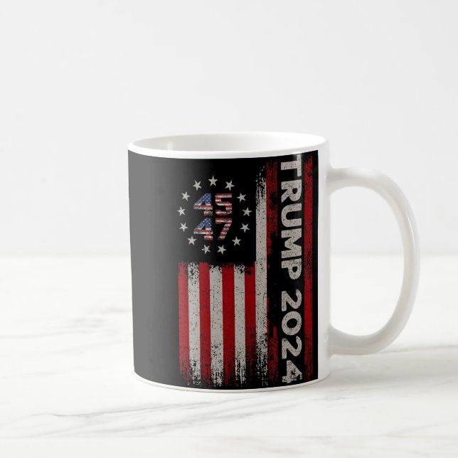 47 Trump 2024 American Flag  Coffee Mug (Right)