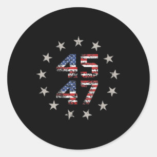47 Trump 2024 American Flag (on Back) 1  Classic Round Sticker