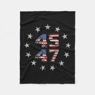 47 Trump 2024 American Flag (on Back) 1 Fleece Blanket