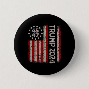 47 Trump 2024 American Flag (on Back) 6 Cm Round Badge