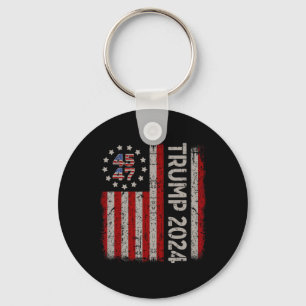 47 Trump 2024 American Flag (on Back) Key Ring